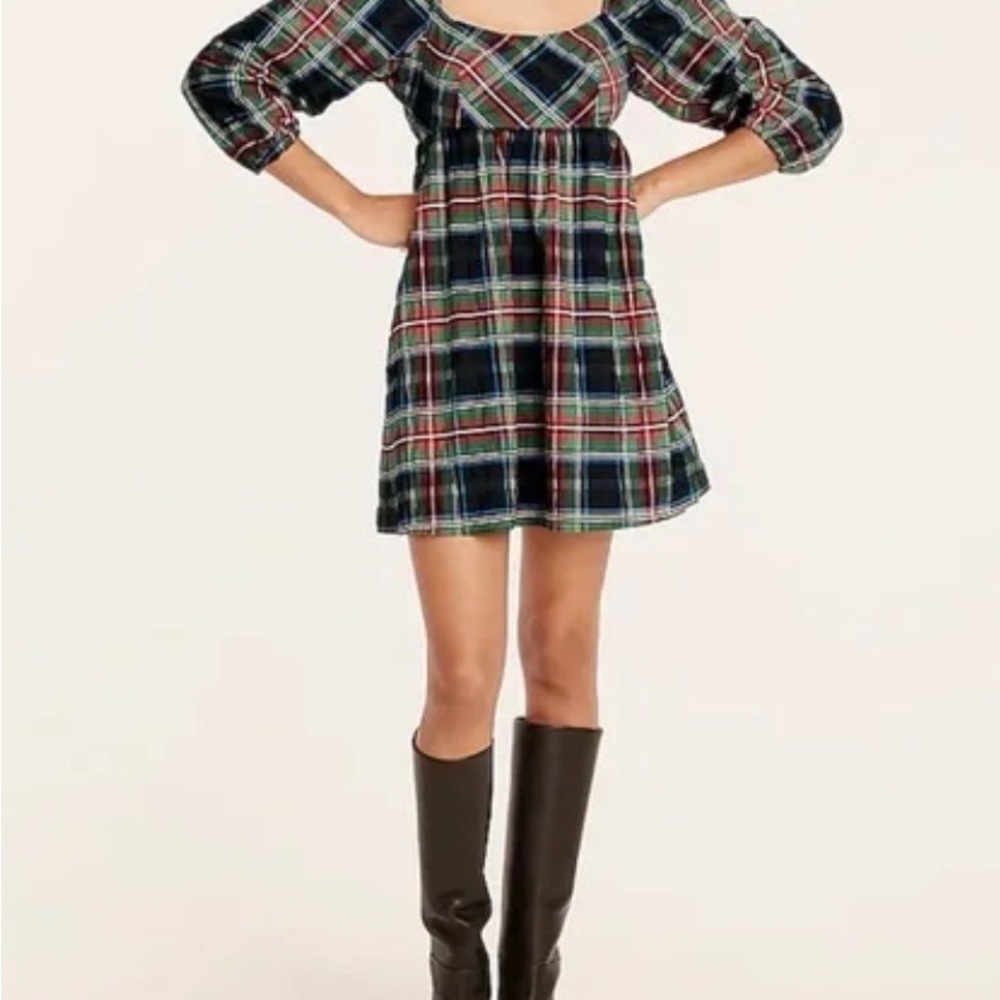J. Crew Multicolor Plaid Mini Dress